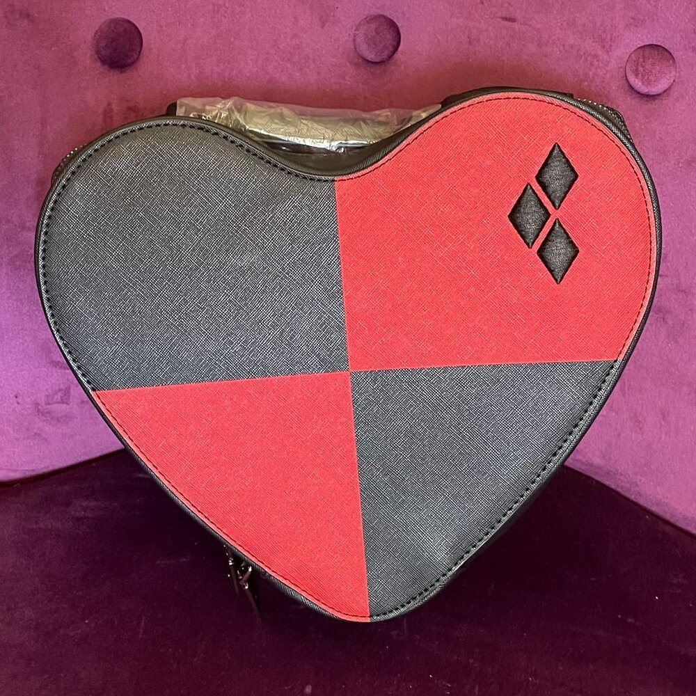 Backstitch Bruja Harley Quinn Jester Heart bag